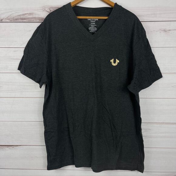 MENS TRUE RELIGION LOUNGEWEAR‎ HORSESHOE CHARCOAL V-NECK T-SHIRT SIZE XL - Picture 1 of 5